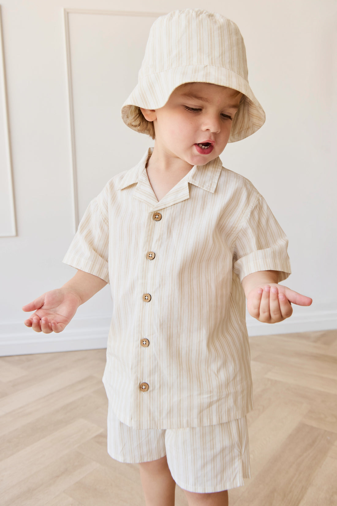 Organic Cotton Silas Shirt - Variegated Stripe Foam Childrens Shirt from Jamie Kay Australia
