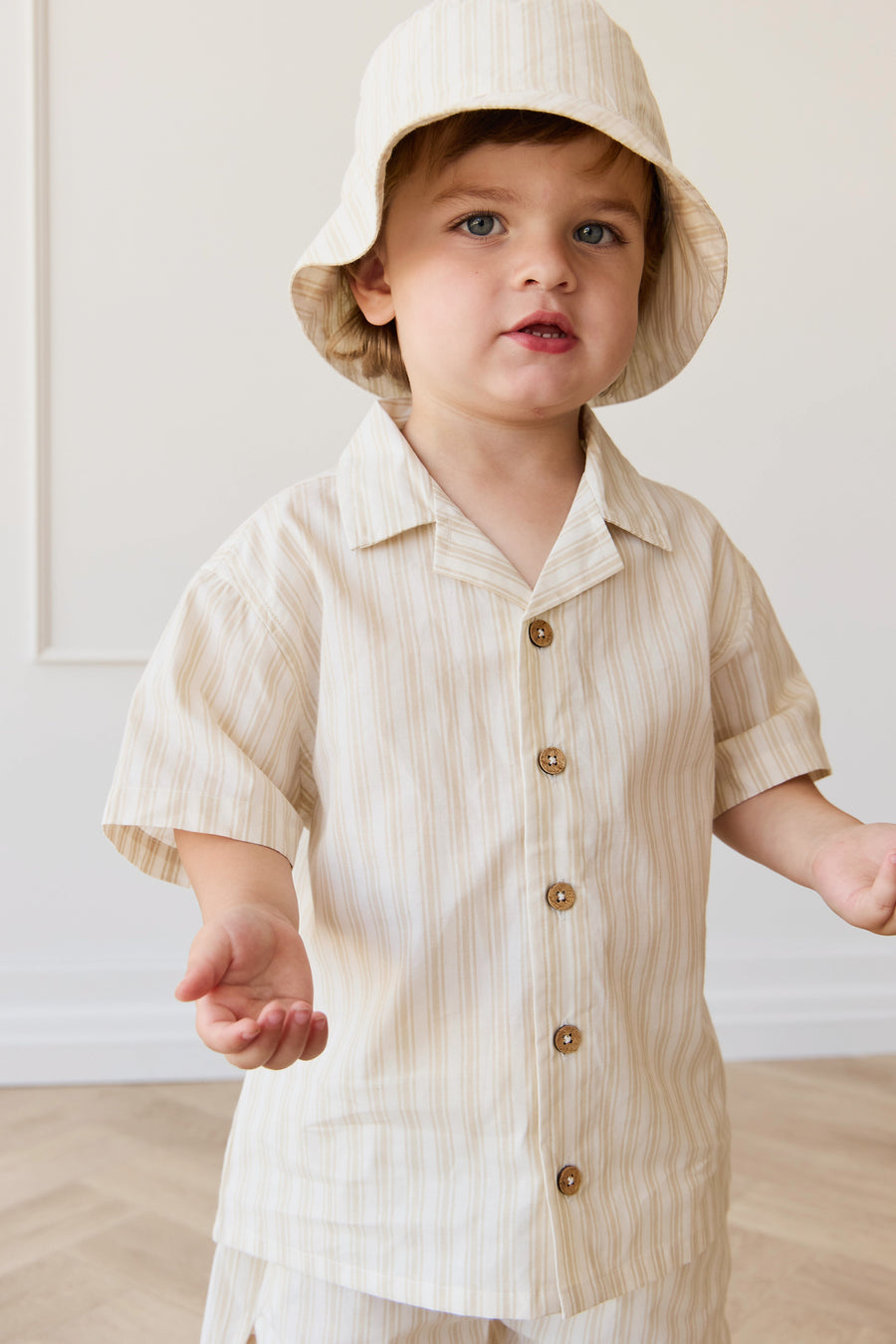 Organic Cotton Silas Shirt - Variegated Stripe Foam Childrens Shirt from Jamie Kay Australia