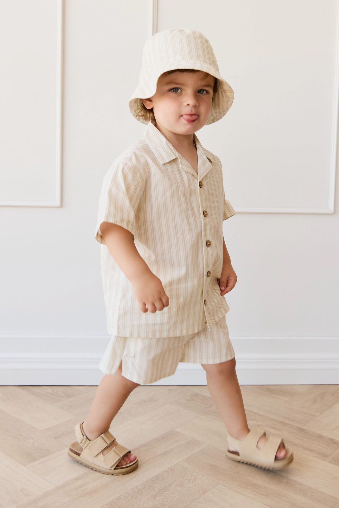 Organic Cotton Silas Short - Variegated Stripe Foam Childrens Short from Jamie Kay Australia