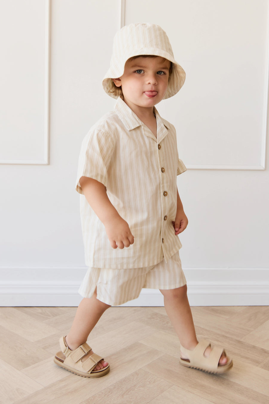 Organic Cotton Silas Short - Variegated Stripe Foam Childrens Short from Jamie Kay Australia