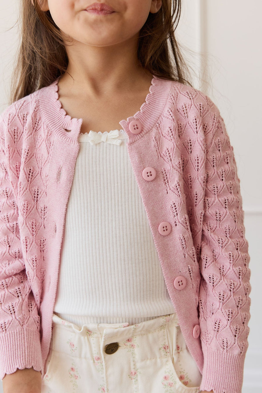 Magnolia Cardigan - Sweet Pink Marle Childrens Cardigan from Jamie Kay Australia