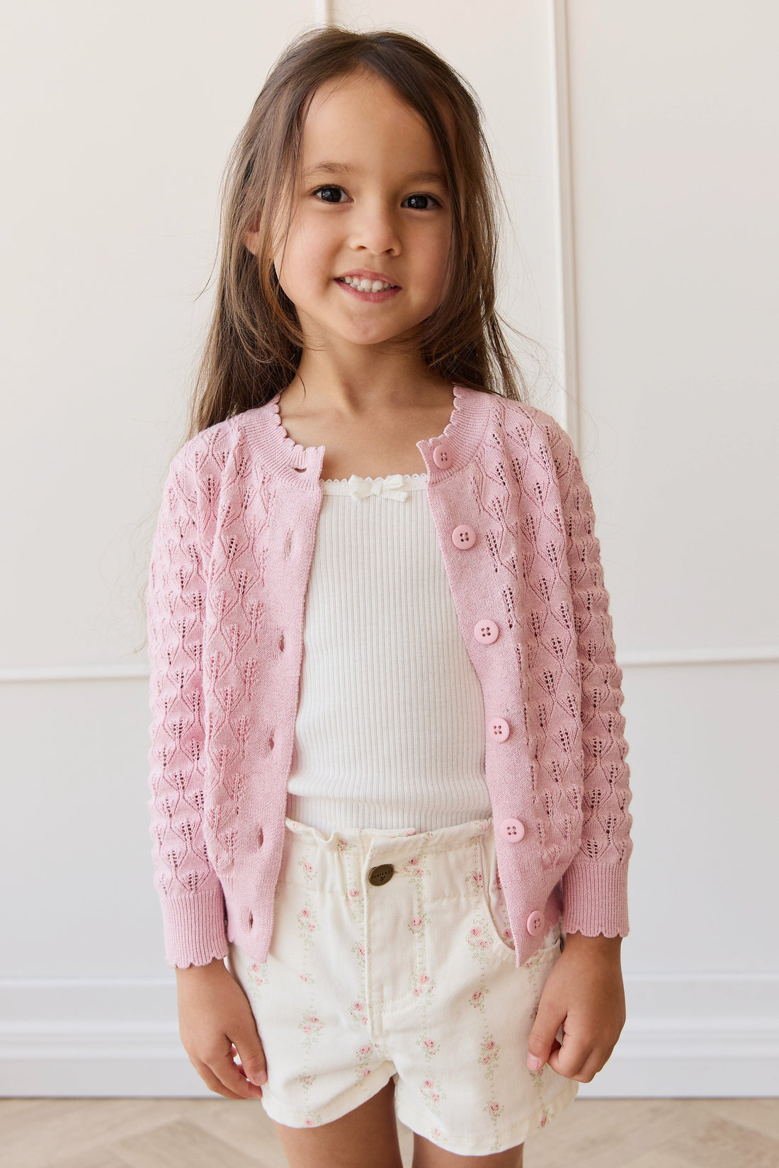 Magnolia Cardigan - Sweet Pink Marle Childrens Cardigan from Jamie Kay Australia