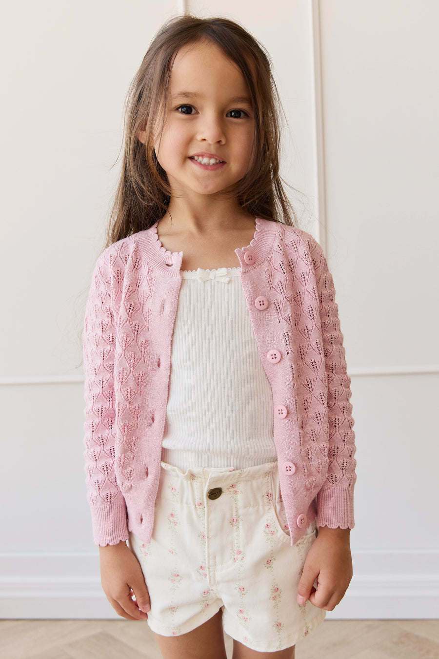 Magnolia Cardigan - Sweet Pink Marle Childrens Cardigan from Jamie Kay Australia