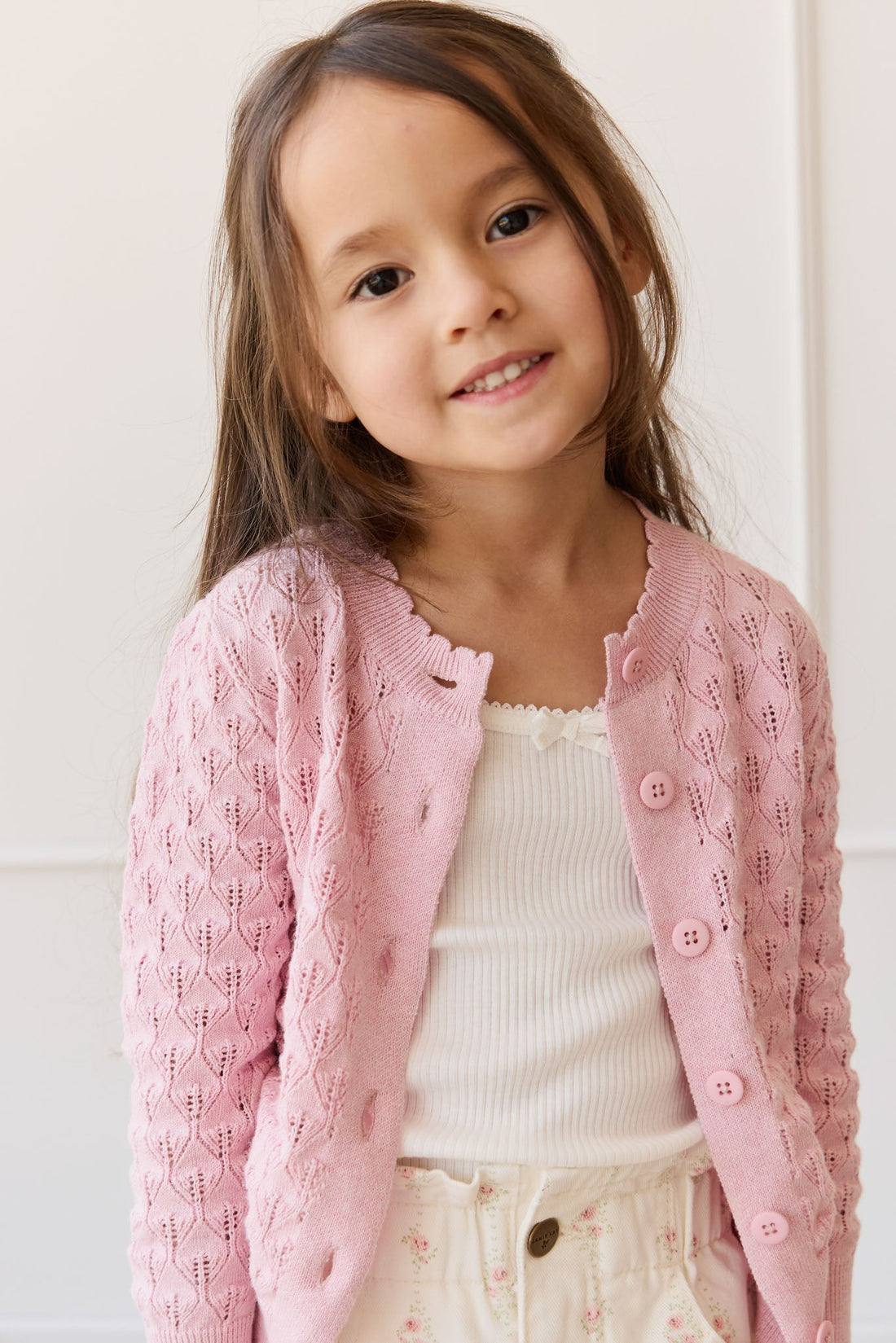 Magnolia Cardigan - Sweet Pink Marle Childrens Cardigan from Jamie Kay Australia
