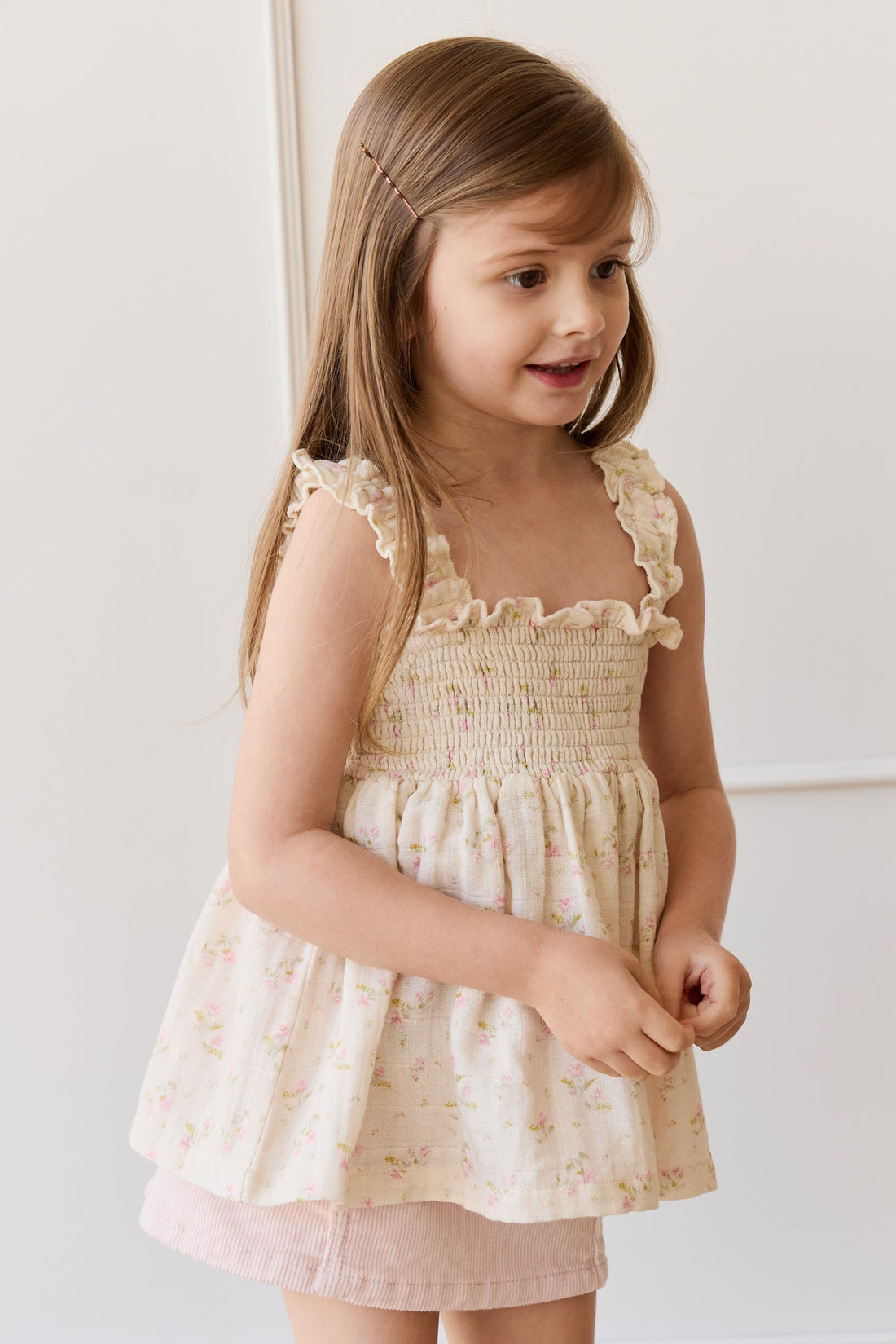 Organic Cotton Muslin Tiana Top - Emelia Pink Childrens Top from Jamie Kay Australia