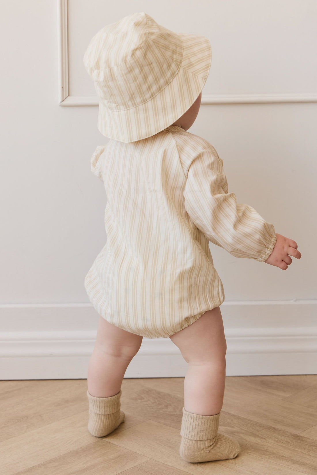 Organic Cotton Ellis Playsuit - Variegated Stripe Foam Childrens Playsuit from Jamie Kay Australia