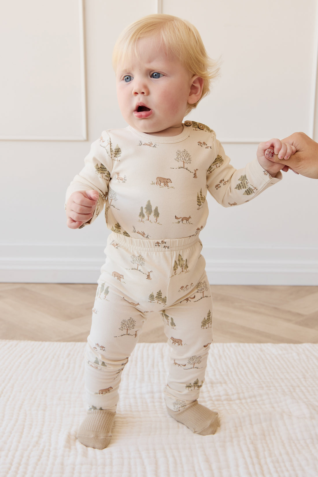 Organic Cotton Fernley Bodysuit - Pine Forest Friends Childrens Bodysuit from Jamie Kay Australia