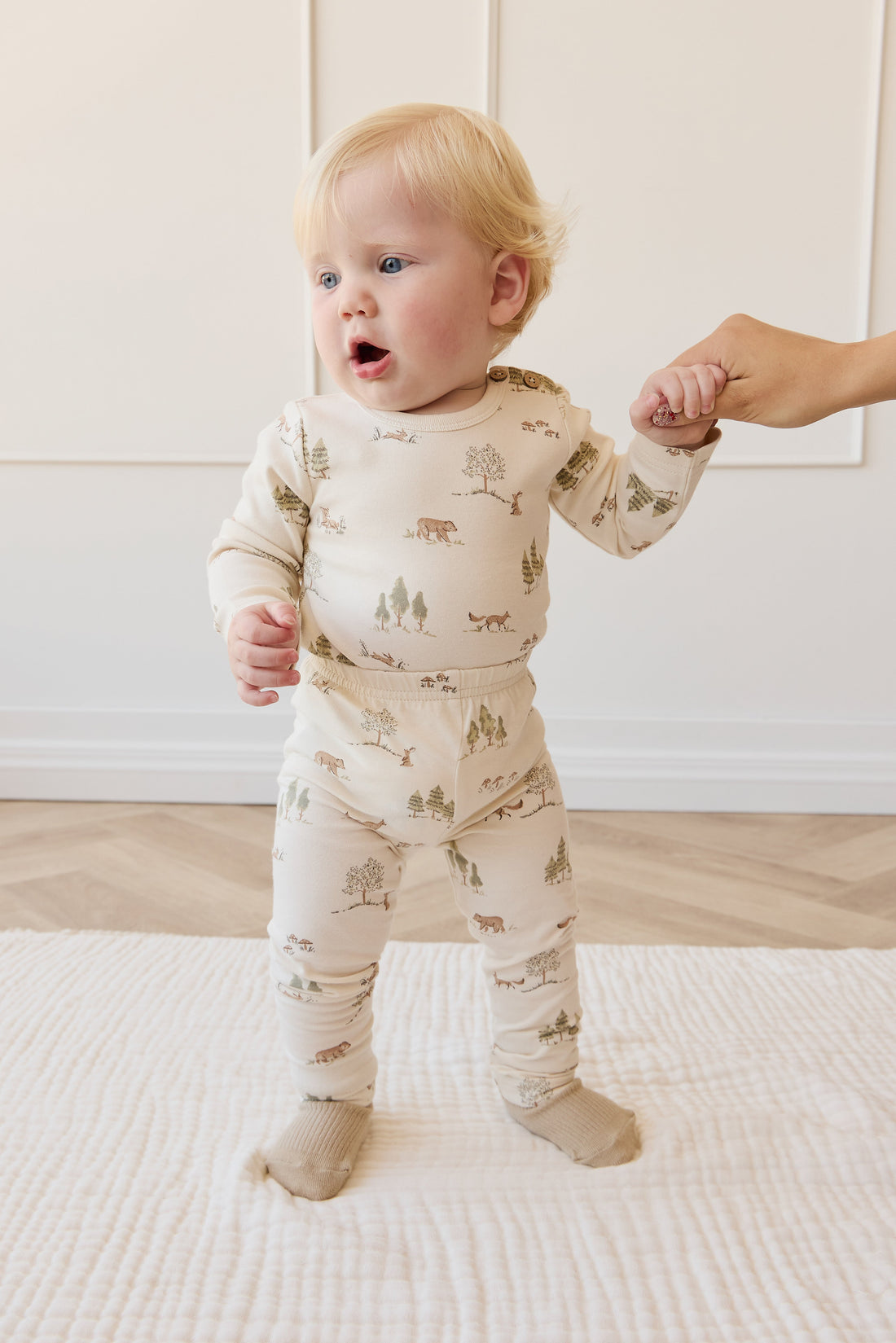 Organic Cotton Fernley Bodysuit - Pine Forest Friends Childrens Bodysuit from Jamie Kay Australia