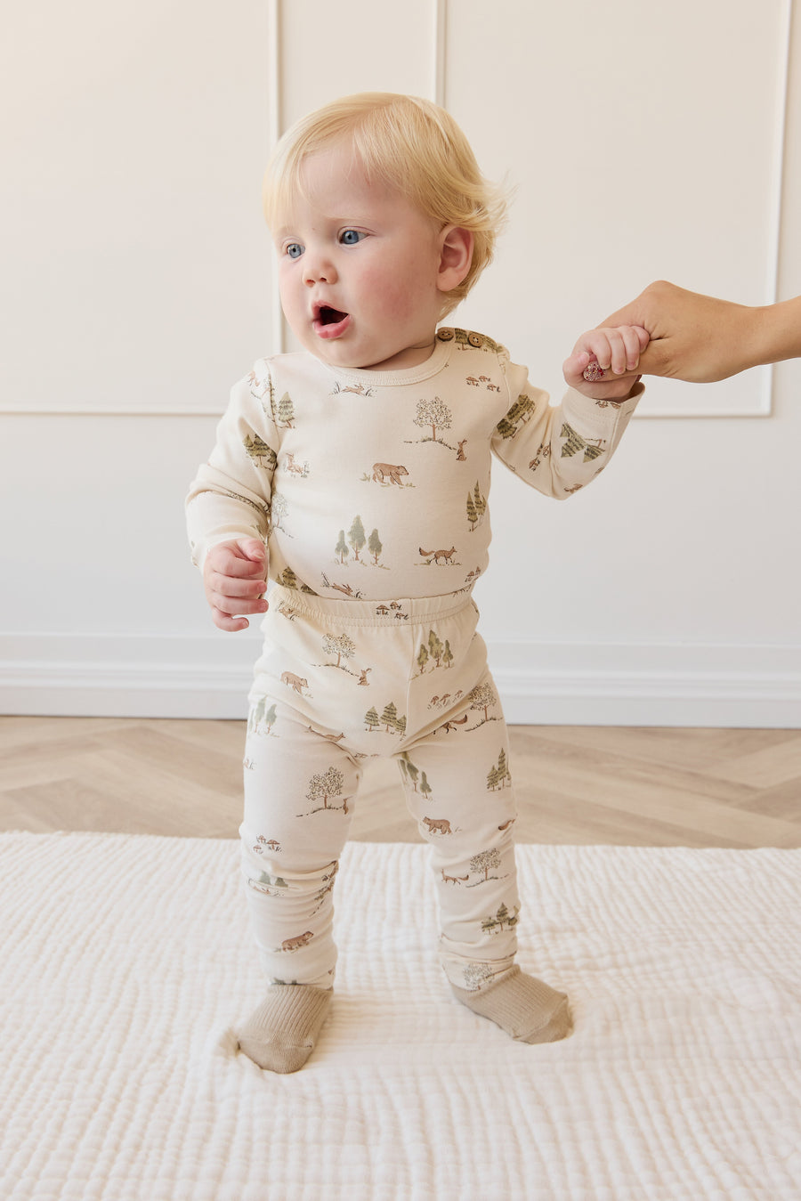 Organic Cotton Fernley Bodysuit - Pine Forest Friends Childrens Bodysuit from Jamie Kay Australia