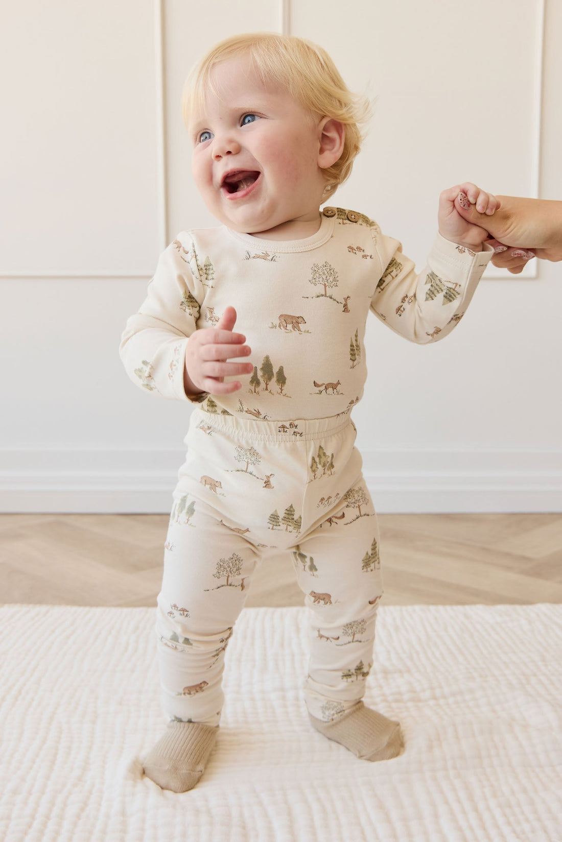 Organic Cotton Fernley Bodysuit - Pine Forest Friends Childrens Bodysuit from Jamie Kay Australia