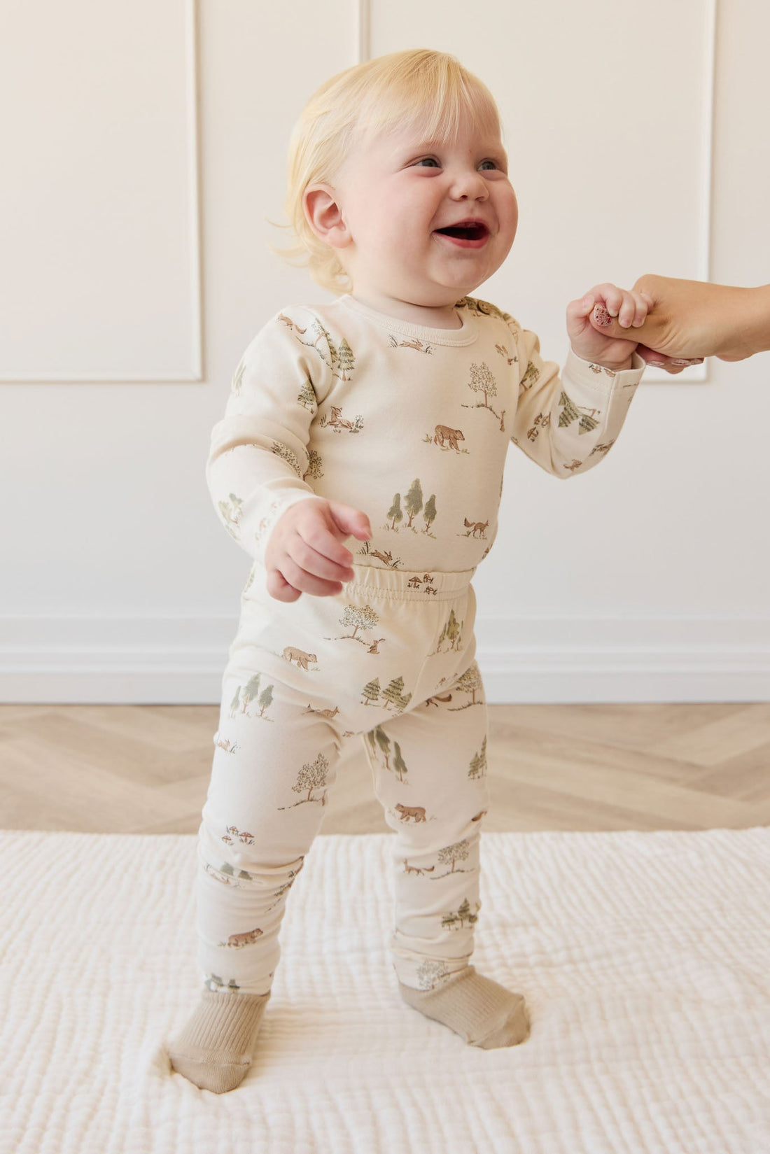 Organic Cotton Fernley Bodysuit - Pine Forest Friends Childrens Bodysuit from Jamie Kay Australia