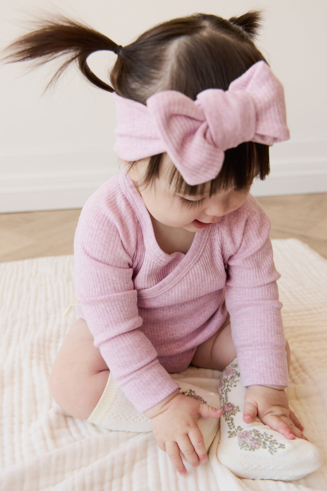 Organic Cotton Modal Lilian Headband - Orchid Marle Childrens Headband from Jamie Kay Australia