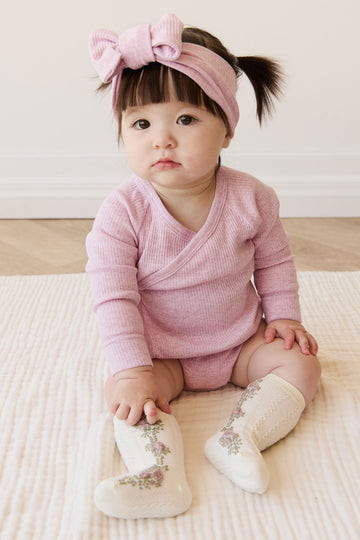 Organic Cotton Modal Marina Long Sleeve Bodysuit - Orchid Marle Childrens Bodysuit from Jamie Kay Australia