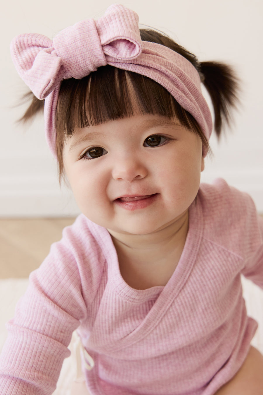 Organic Cotton Modal Marina Long Sleeve Bodysuit - Orchid Marle Childrens Bodysuit from Jamie Kay Australia