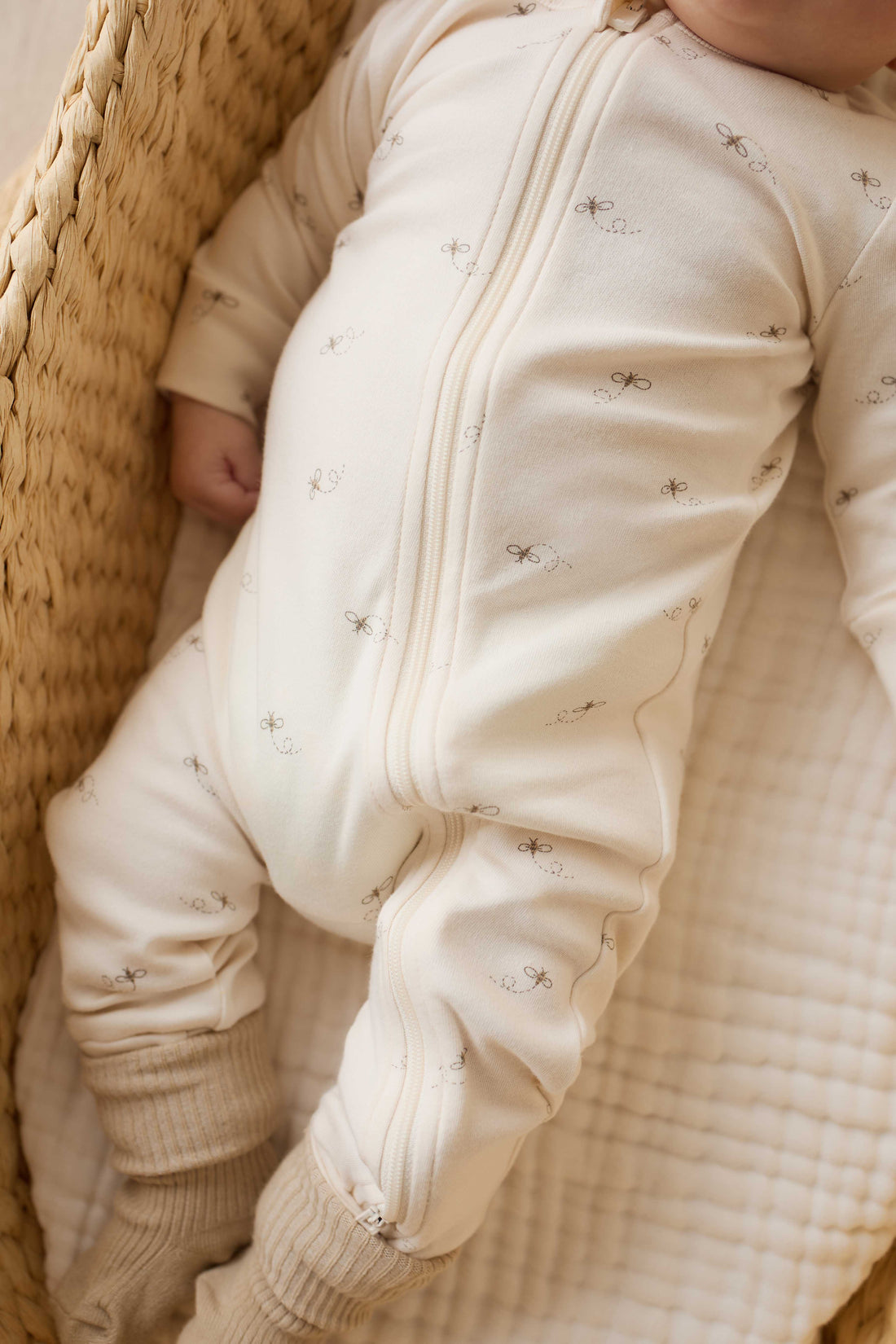 Organic Cotton Reese Zip Onepiece - Bumblebees Childrens Onepiece from Jamie Kay Australia