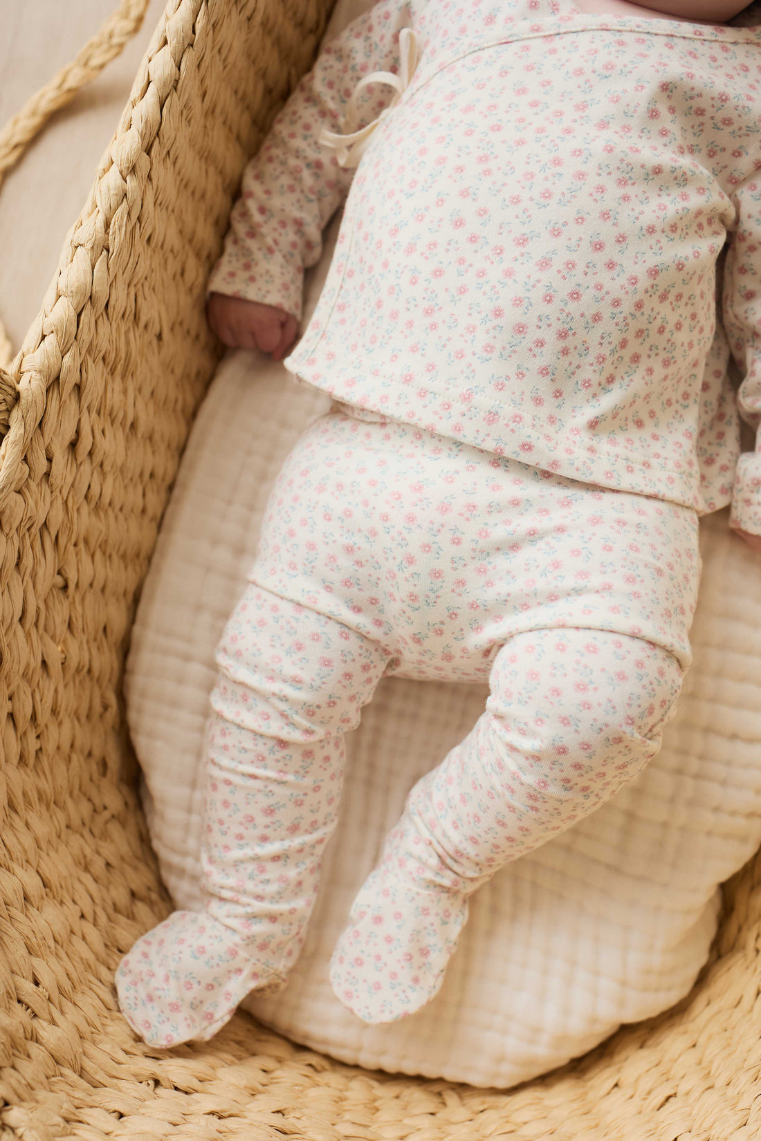 Organic Cotton Footed Pant - Posy Garden Pink Childrens Pant from Jamie Kay Australia