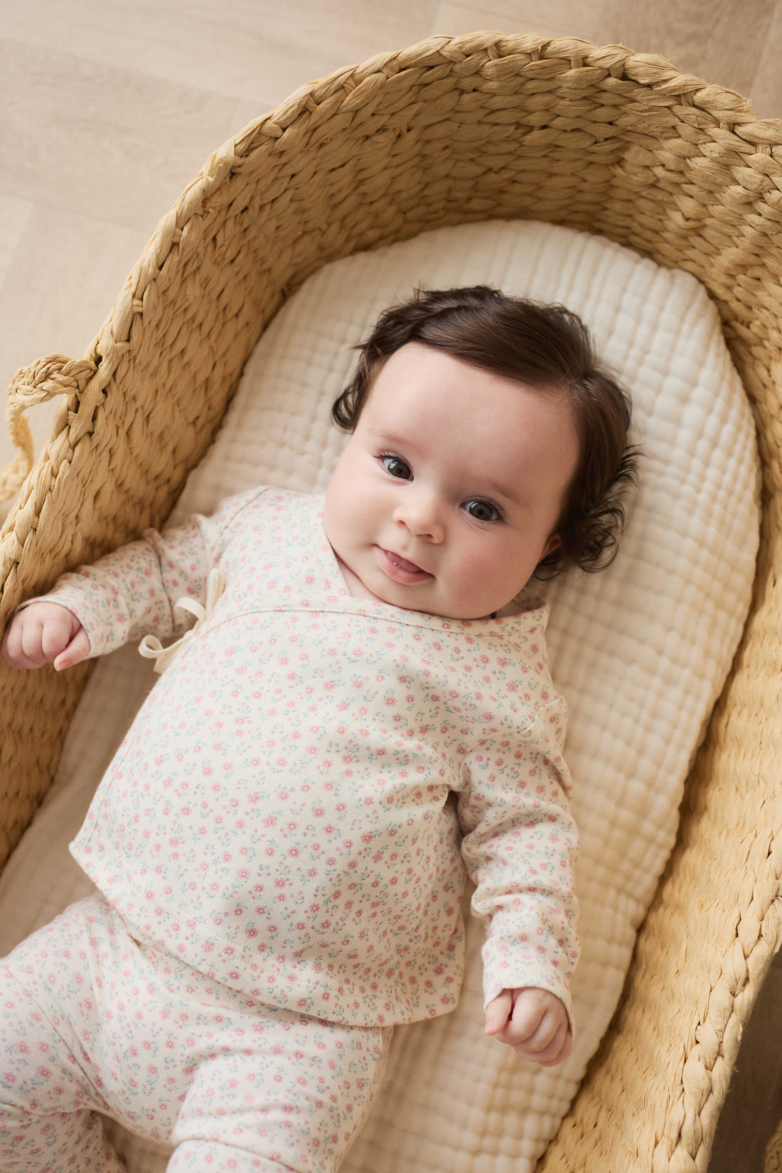 Organic Cotton Wrap Top - Posy Garden Pink Childrens Top from Jamie Kay Australia