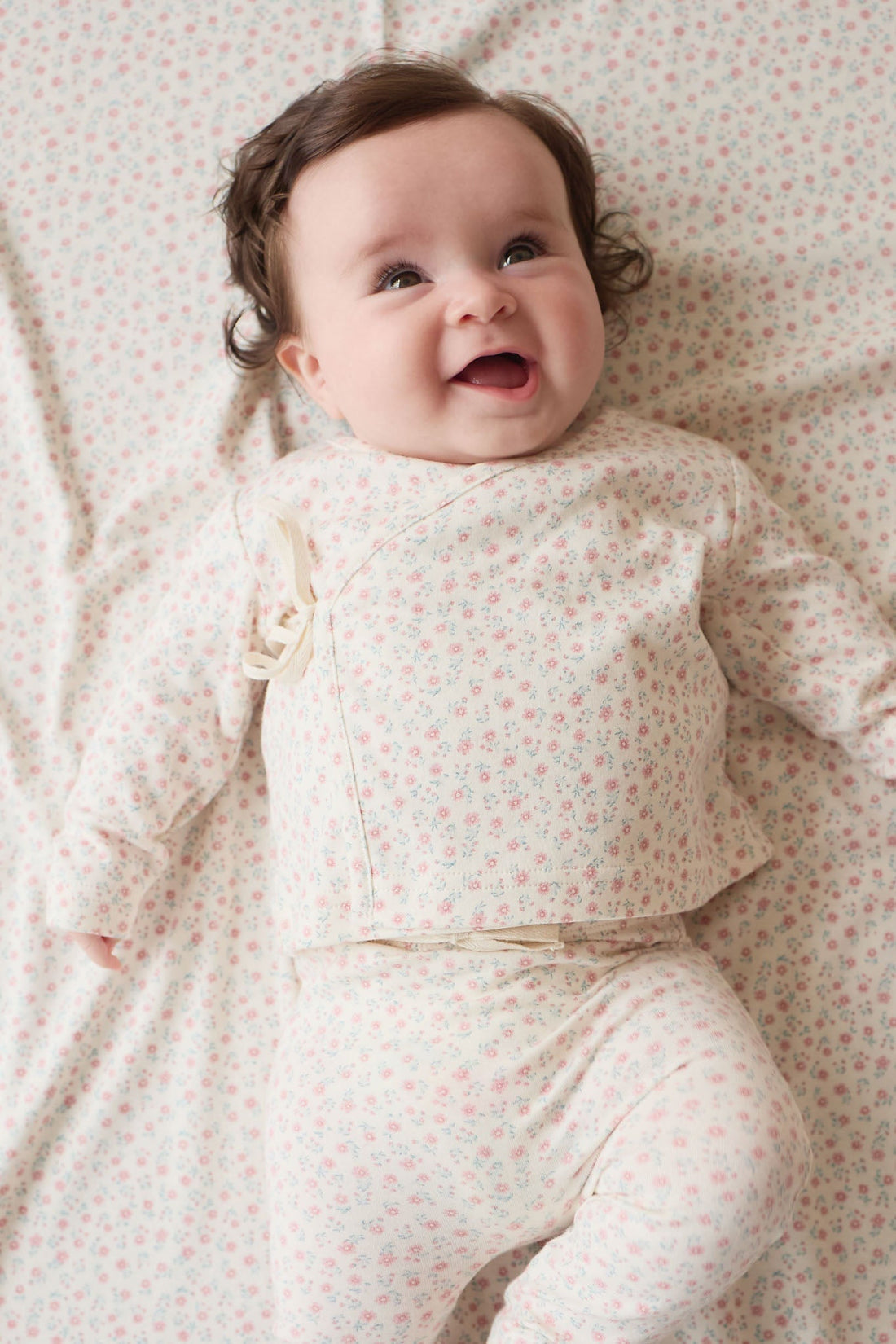 Organic Cotton Wrap Top - Posy Garden Pink Childrens Top from Jamie Kay Australia