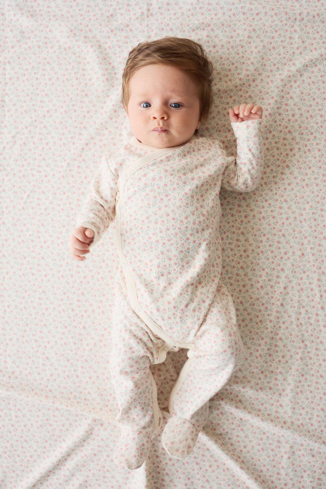 Organic Cotton Wrap Onepiece - Posy Garden Pink Childrens Onepiece from Jamie Kay Australia
