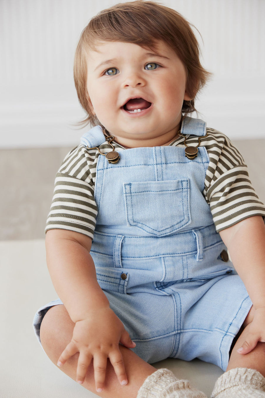 Chase Twill Short Overall - Washed Denim Childrens Overall from Jamie Kay Australia