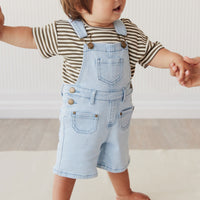 Pima Cotton Hunter Tee - Narrow Stripe Deep Olive/Soft Clay Childrens Top from Jamie Kay Australia