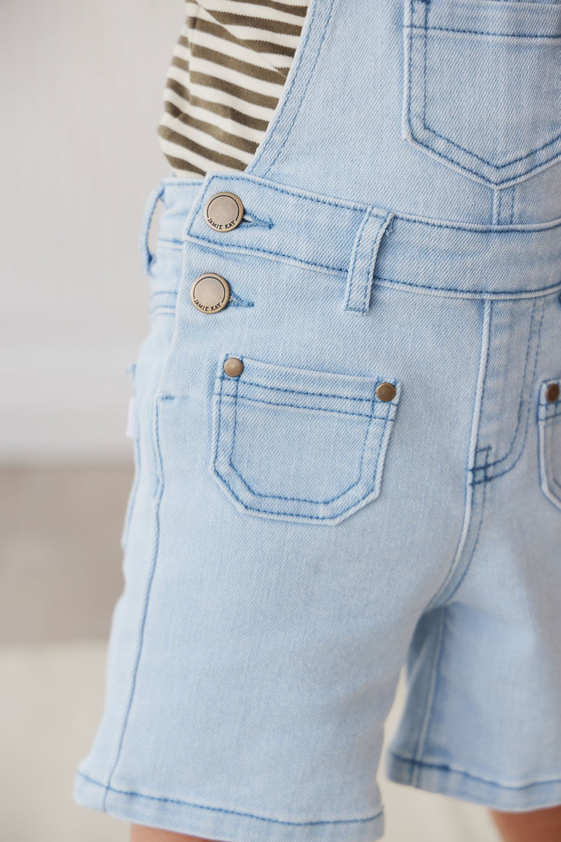 Chase Twill Short Overall - Washed Denim Childrens Overall from Jamie Kay Australia