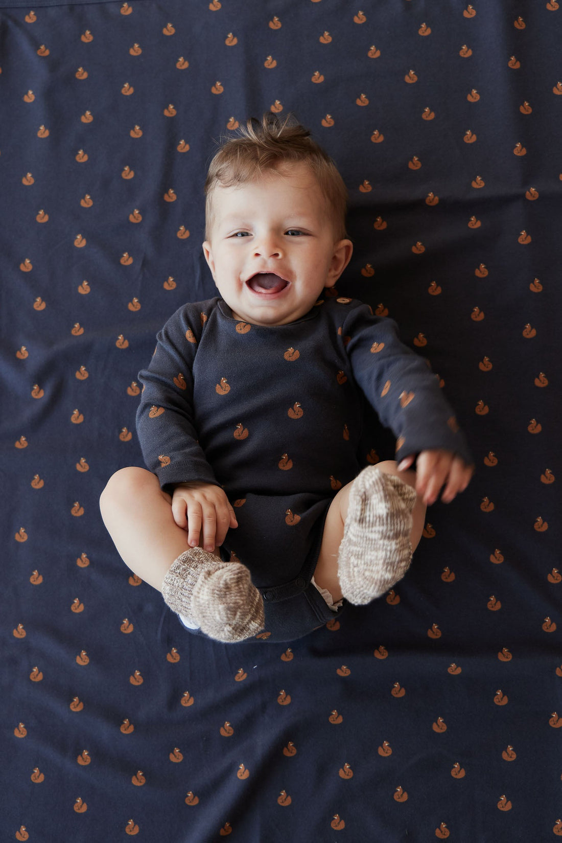 Organic Cotton Fernley Bodysuit - Fox Cubs Constellation Childrens Bodysuit from Jamie Kay Australia