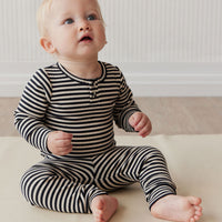 Organic Cotton Modal Everyday Legging - Narrow Stripe Constellation/Soft Clay Childrens Legging from Jamie Kay Australia