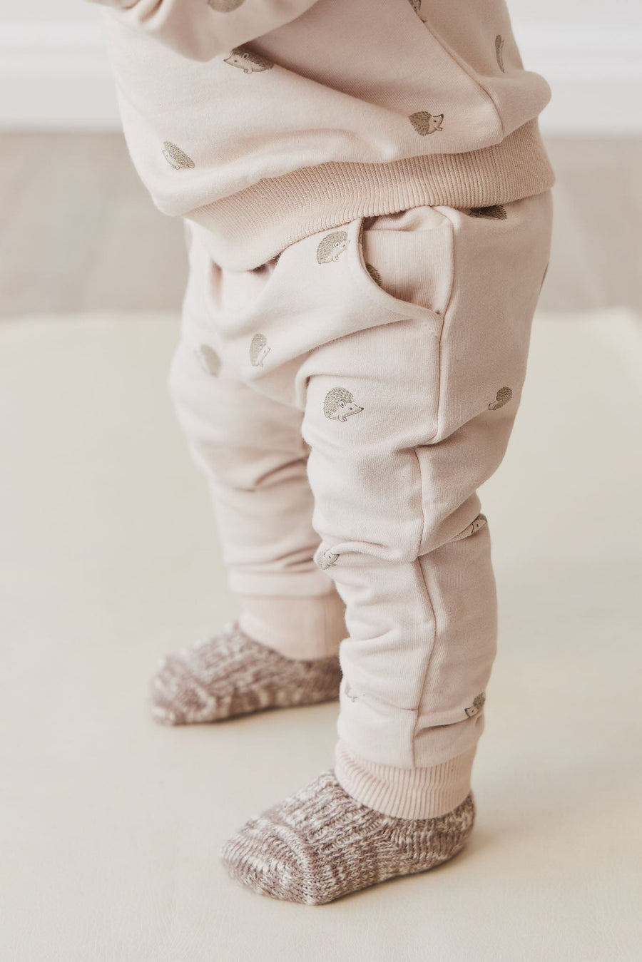 Organic Cotton Morgan Track Pant - Henry Hedgehog Birch Childrens Pant from Jamie Kay Australia