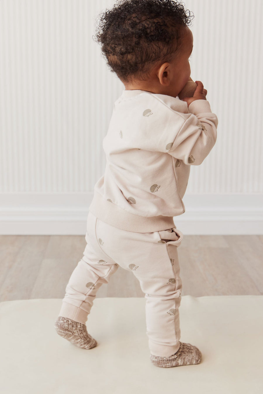 Organic Cotton Morgan Track Pant - Henry Hedgehog Birch Childrens Pant from Jamie Kay Australia