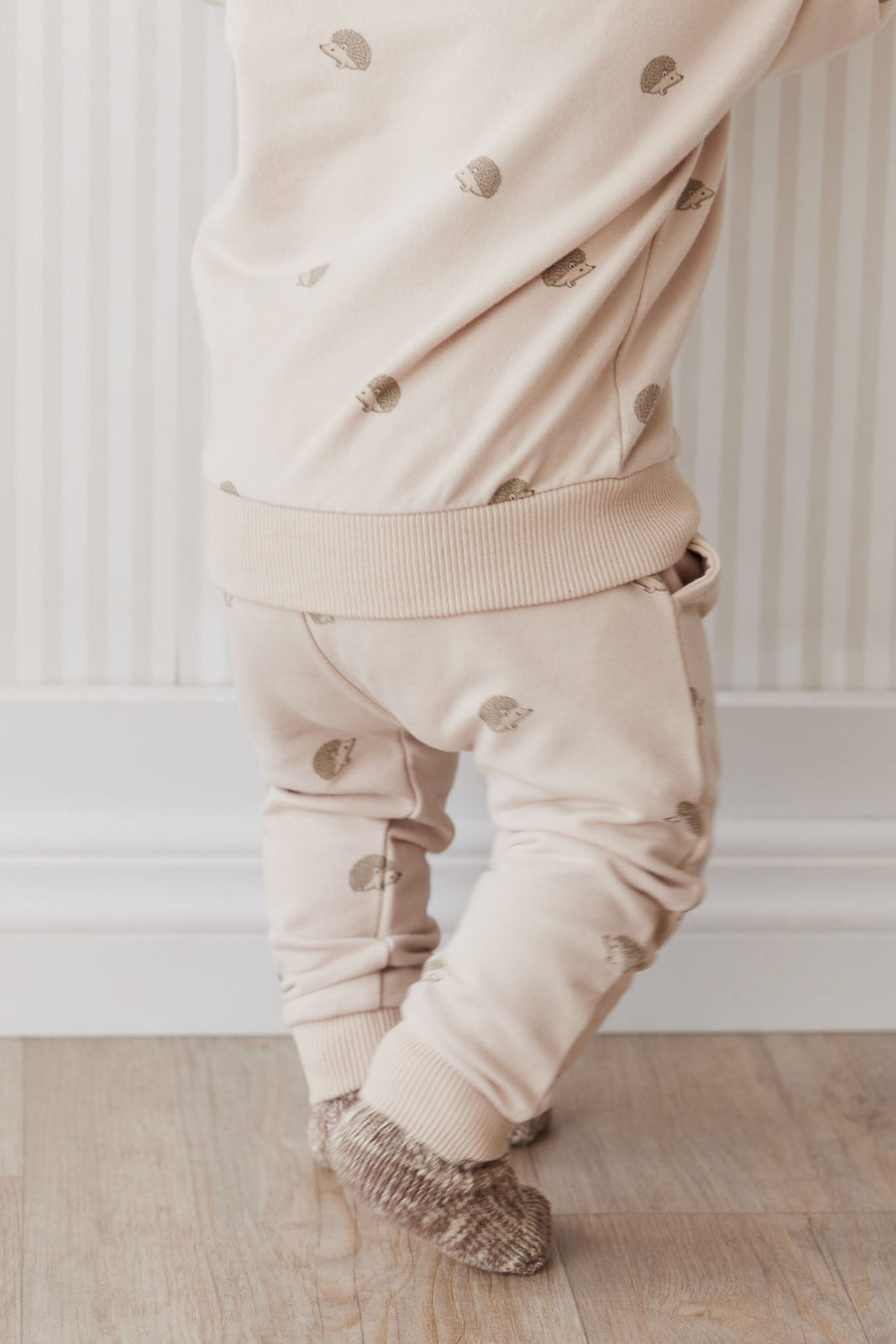 Organic Cotton Morgan Track Pant - Henry Hedgehog Birch Childrens Pant from Jamie Kay Australia