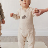 Theo Onepiece - Oatmeal Marle Hedgehog Childrens Onepiece from Jamie Kay Australia