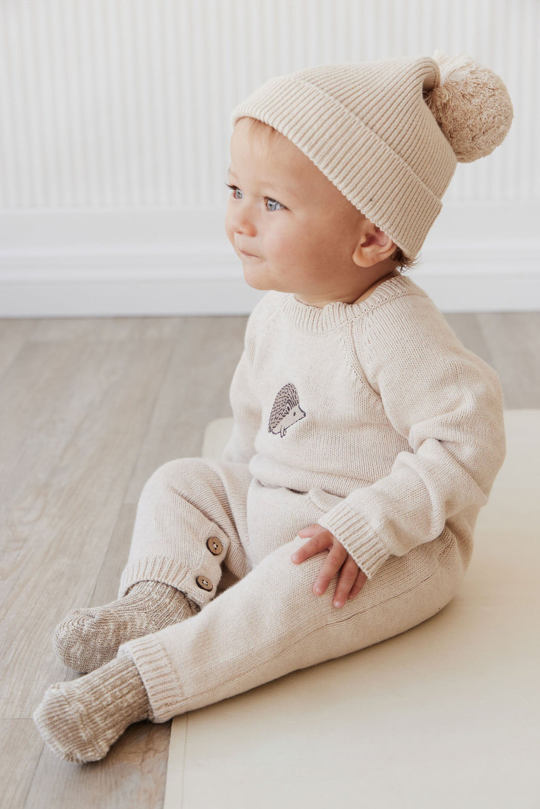 Theo Onepiece - Oatmeal Marle Hedgehog Childrens Onepiece from Jamie Kay Australia