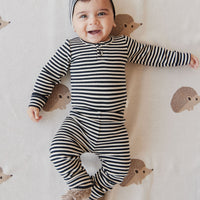 Organic Cotton Modal Everyday Legging - Narrow Stripe Constellation/Soft Clay Childrens Legging from Jamie Kay Australia