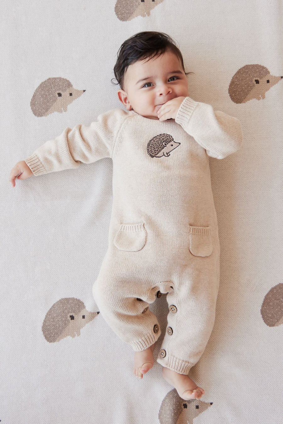 Theo Onepiece - Oatmeal Marle Hedgehog Childrens Onepiece from Jamie Kay Australia