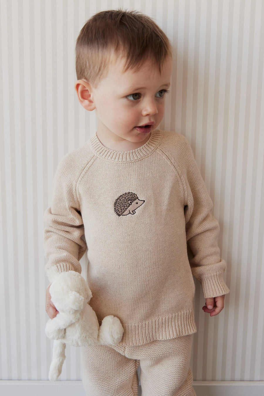 Ethan Jumper - Oatmeal Marle Hedgehog Childrens Jumper from Jamie Kay Australia