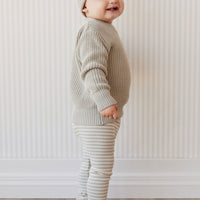 Organic Cotton Modal Everyday Legging - Narrow Stripe Willow/Soft Clay Childrens Legging from Jamie Kay Australia