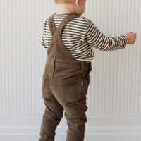 Pima Cotton Arnold Long Sleeve Top - Narrow Stripe Deep Olive/Soft Clay Childrens Top from Jamie Kay Australia