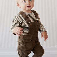 Pima Cotton Arnold Long Sleeve Top - Narrow Stripe Deep Olive/Soft Clay Childrens Top from Jamie Kay Australia