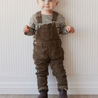 Pima Cotton Arnold Long Sleeve Top - Narrow Stripe Deep Olive/Soft Clay Childrens Top from Jamie Kay Australia