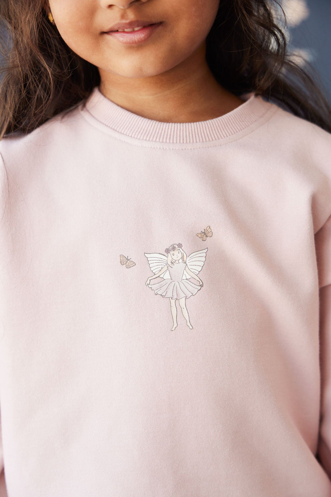 Organic Cotton Bobbie Sweatshirt - Shell Pink Fairy Childrens Top from Jamie Kay Australia