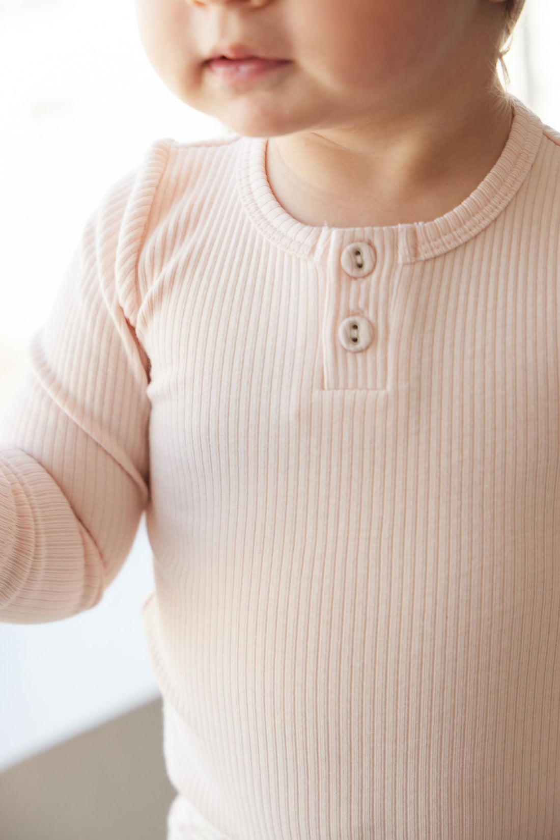 Organic Cotton Modal Long Sleeve Bodysuit - Dainty Pink Childrens Bodysuit from Jamie Kay Australia