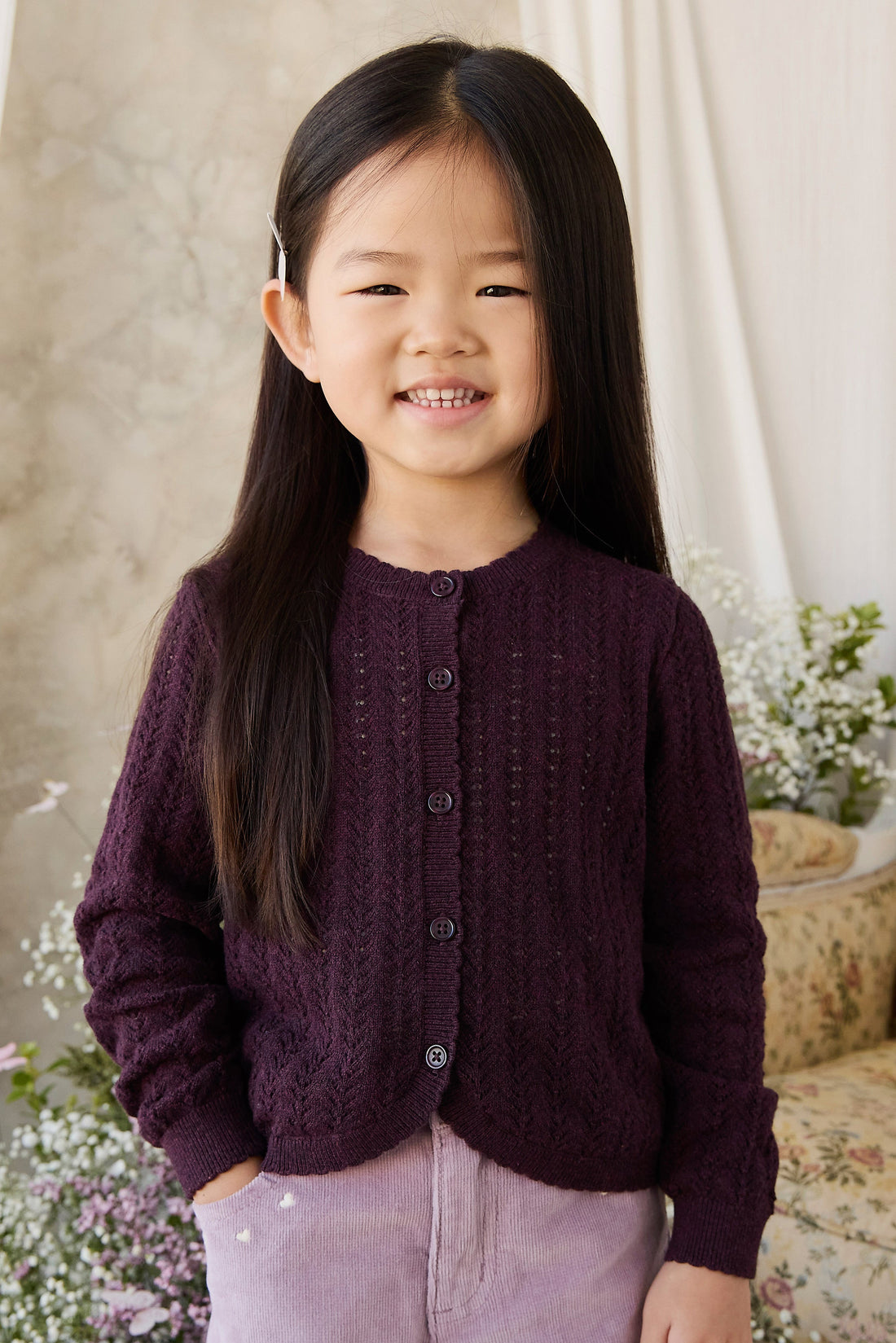 Maxine Knitted Cardigan - Blackcurrant Childrens Cardigan from Jamie Kay Australia