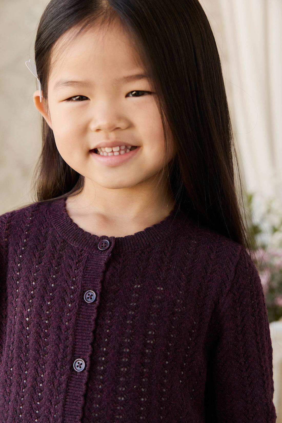 Maxine Knitted Cardigan - Blackcurrant Childrens Cardigan from Jamie Kay Australia