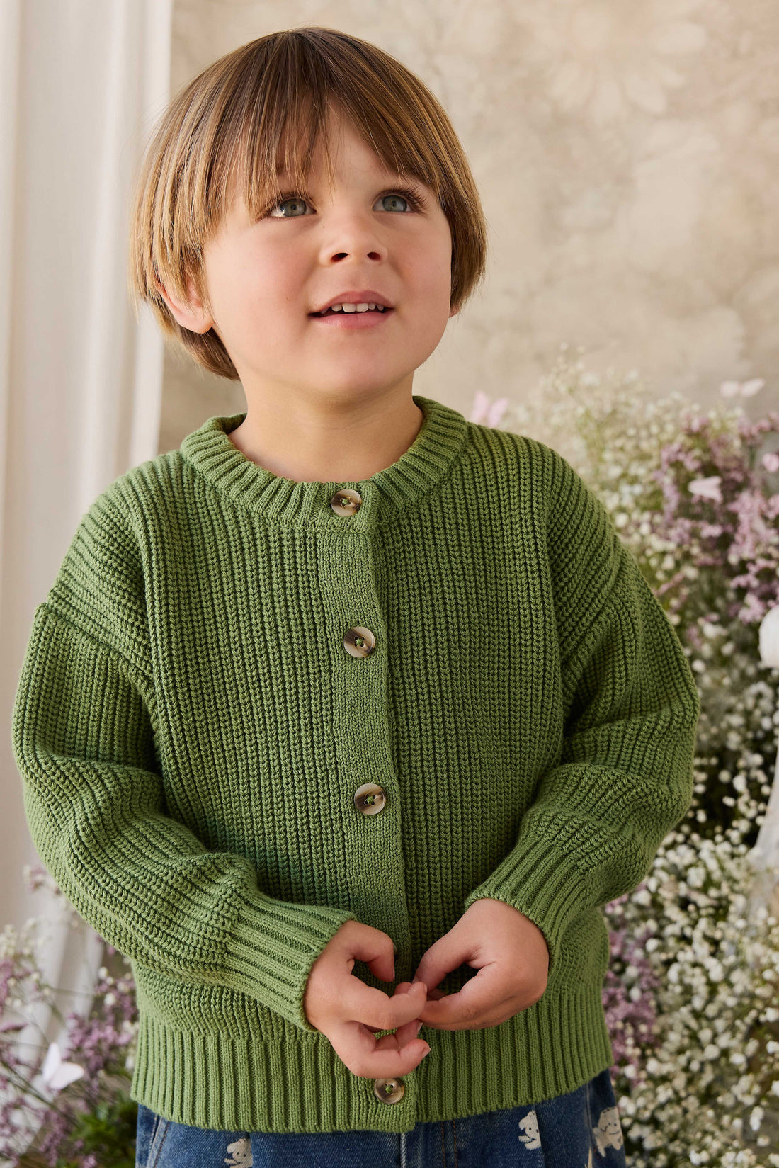 Johan Knitted Cardigan - Matcha Childrens Cardigan from Jamie Kay Australia