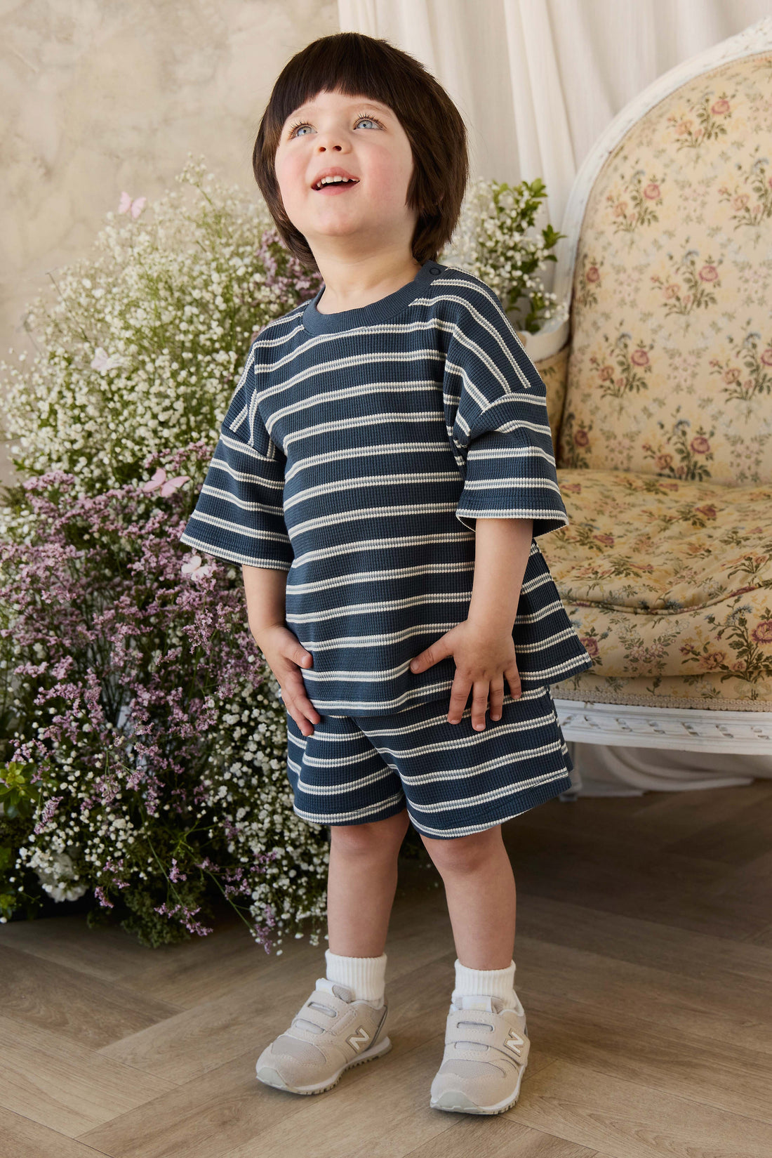 Organic Cotton Waffle Leith Short - Dreamer Stripe Captain Childrens Short from Jamie Kay Australia