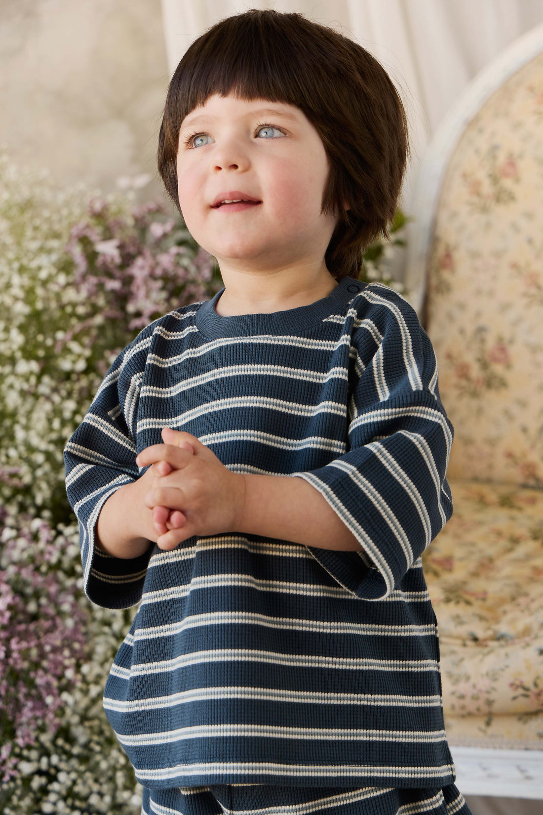 Organic Cotton Waffle Leith Tee - Dreamer Stripe Captain Childrens Top from Jamie Kay Australia