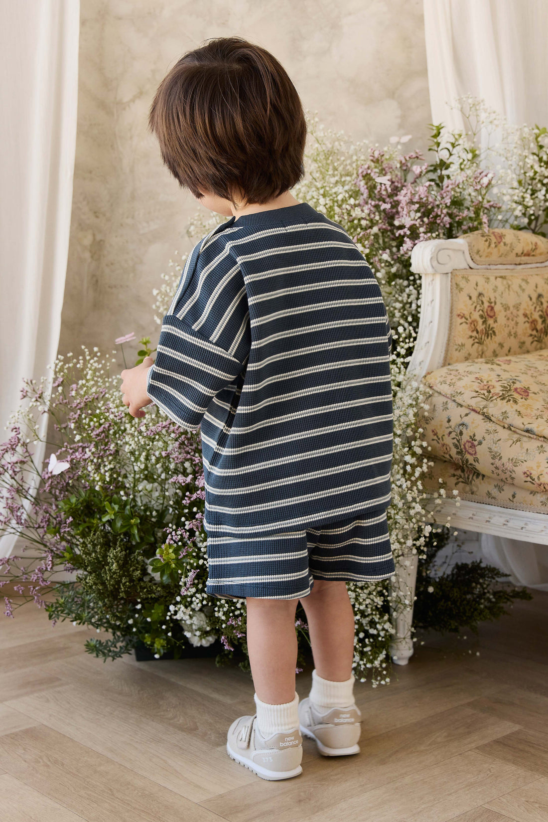 Organic Cotton Waffle Leith Tee - Dreamer Stripe Captain Childrens Top from Jamie Kay Australia