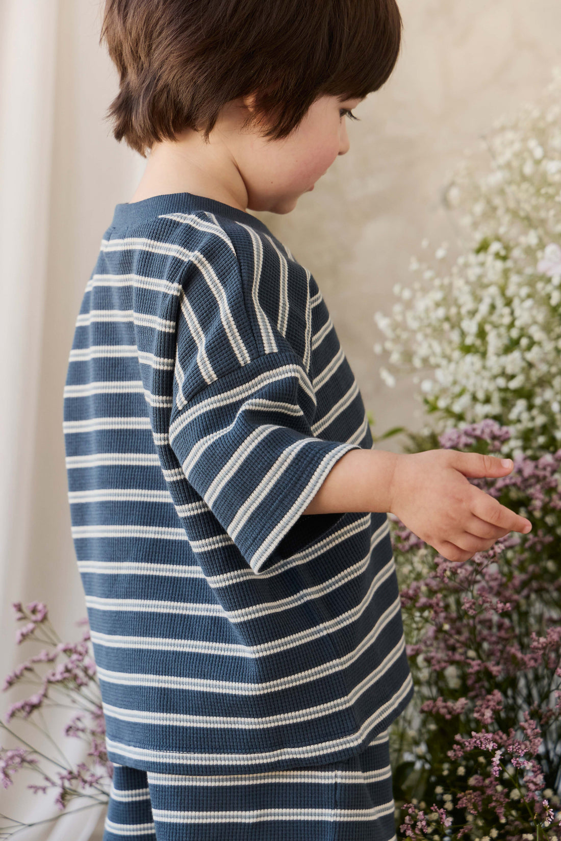 Organic Cotton Waffle Leith Tee - Dreamer Stripe Captain Childrens Top from Jamie Kay Australia