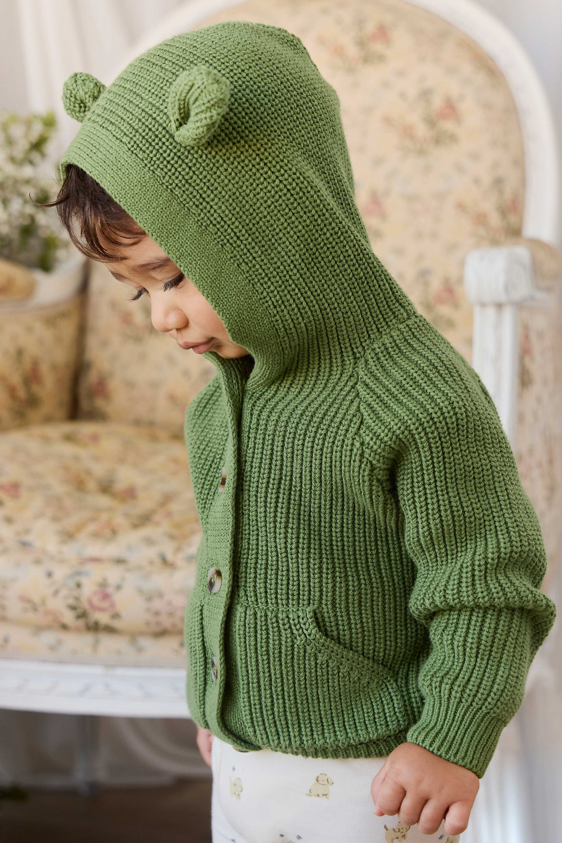 Bear Cardigan - Matcha Childrens Cardigan from Jamie Kay Australia